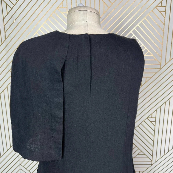 Apiece Apart‎ One Shoulder Dress Asymmetric Cape Sleeve Cotton Black Size US 6 - Picture 7 of 12